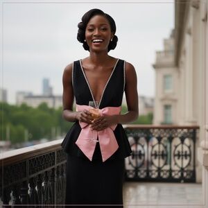 $6995 NWT Gucci Bow Detail Crystal Embellished Peplum Evening Gown   